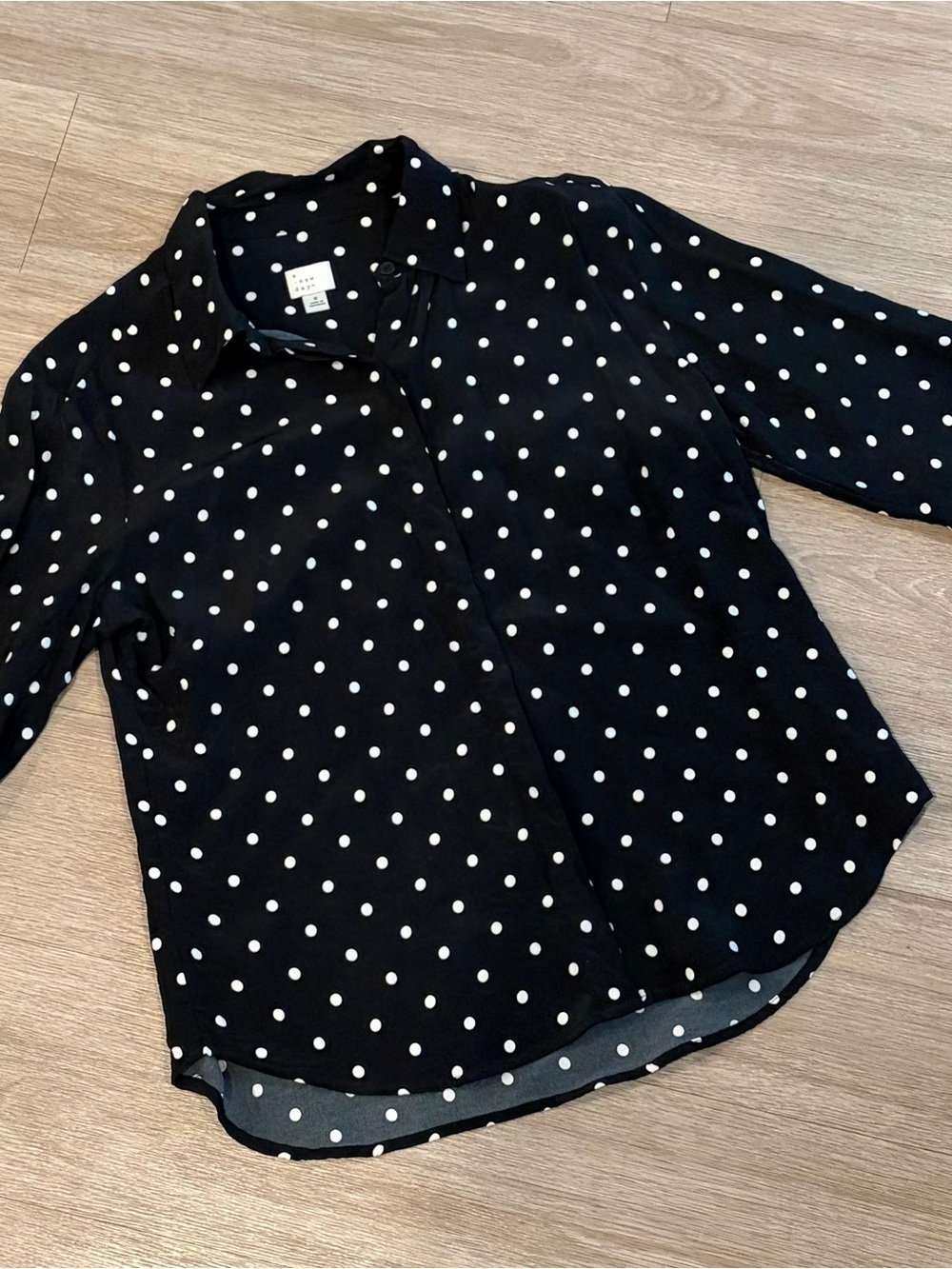 A New Day Black and White Polka Dot Button-Down Shirt